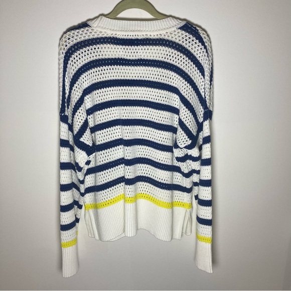 Kerri Rosenthal Smiley Face Sweater with Blue and Yellow Stripes | Anthropologie - Picture 2 of 11
